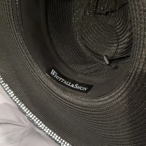 Chic Black Sequin Wide-Brim Hat with Floral Accent  display picture 2